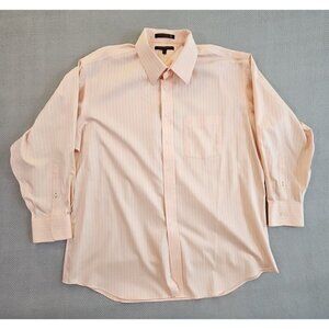 Tommy Hilfiger Dress Shirt Men's 17 1/2 32-33 XL Peach Herringbone Long Sleeve